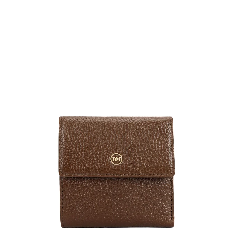دا ميلانو Wax Leather Ladies Wallet - Mocha